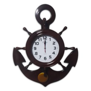 Reloj de Pared Ancla con Péndulo 60 cm – PacciniWood, Elegante, Decorativo y Marino