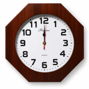 Reloj de Madera Sólido 30 cm en Forma de Octágono – Elegante, Resistente y Decorativo