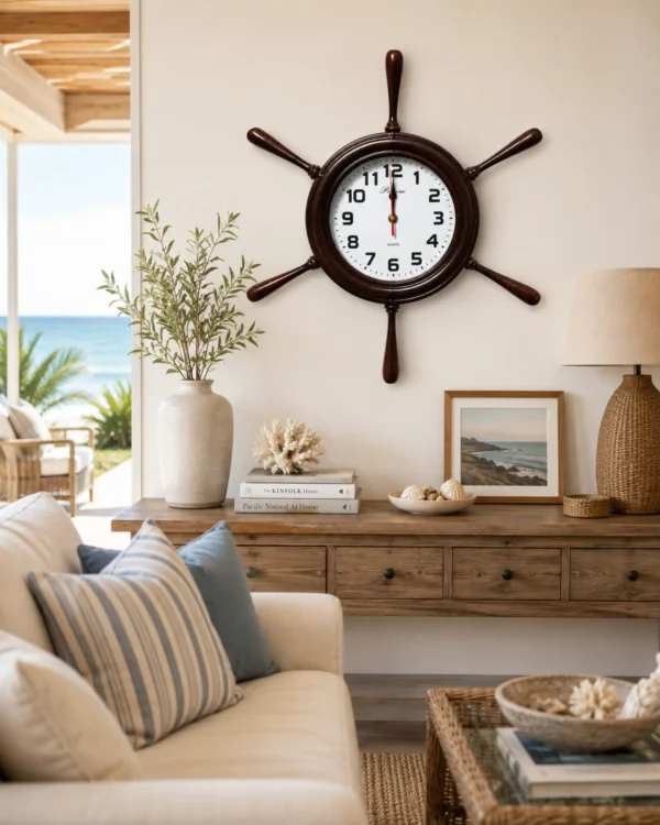 Reloj de Madera Timón Náutico