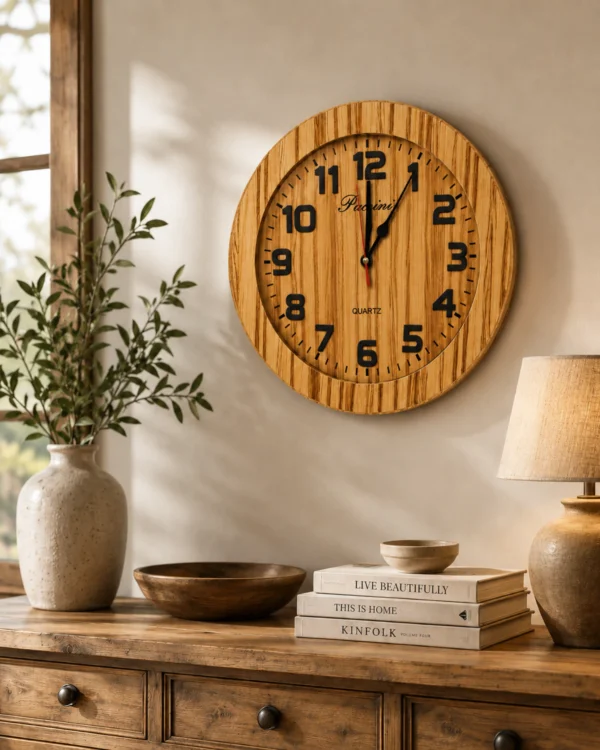 Reloj de Pared 3D de Madera Sólido 30 cm Castaño – Elegancia y Durabilidad