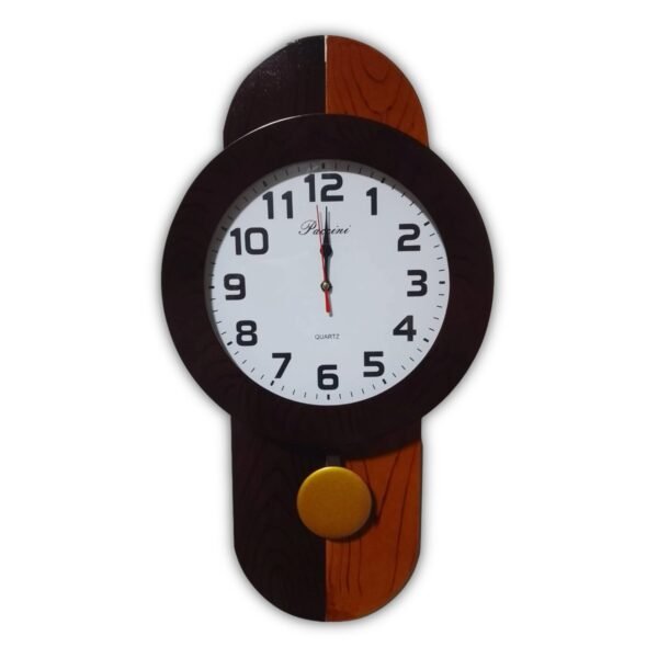 Reloj de Pared Bicolor de Madera con Péndulo Clásico