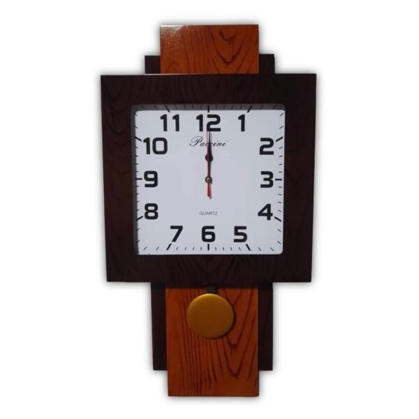 Reloj de Pared Cuadrado Bicolor con Péndulo Clásico
