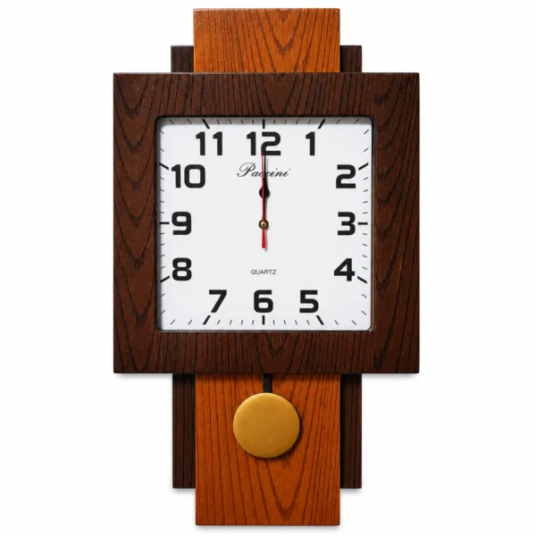 Reloj de Pared Cuadrado Bicolor con Péndulo Clásico
