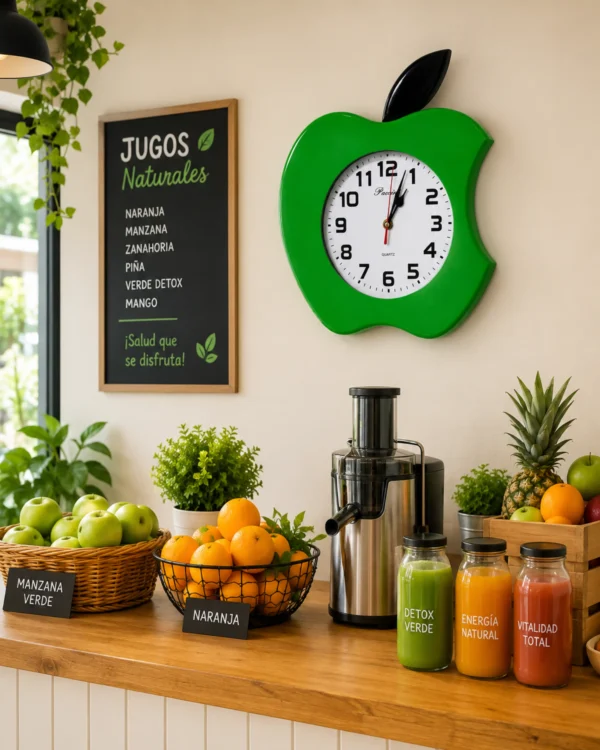 Reloj de Pared Manzana Verde vista Reloj de Pared de Madera Modelo Manzana Artesanal – PACCINIWOOD