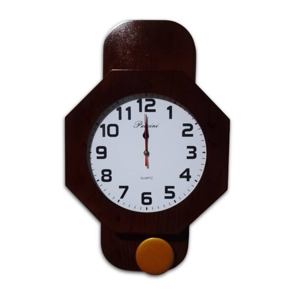 Reloj de Pared Octagonal con Péndulo PacciniWood – Vintage Nogal