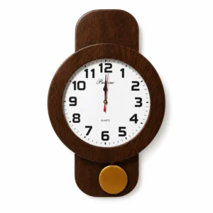 Reloj de Pared Redondo con Péndulo PACCINIWOOD – Vintage Nogal