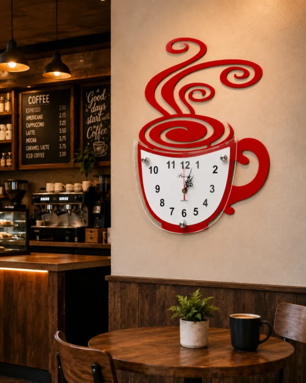 Reloj Decorativo de Taza de Café para Cocina y Cafetería
