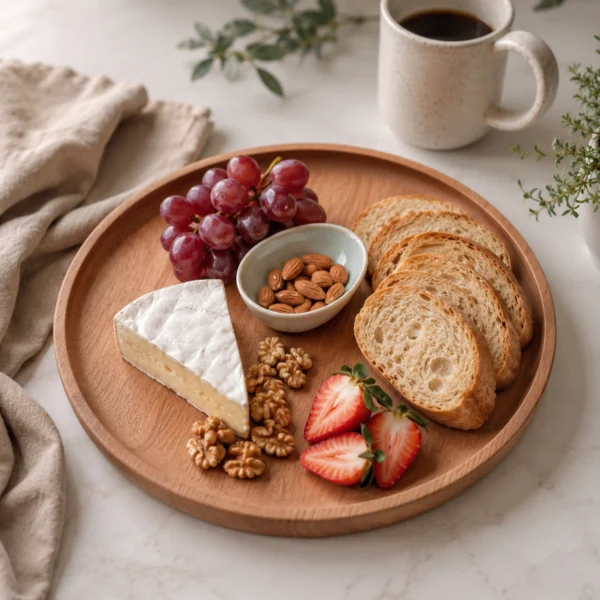 Plato de Madera Natural Redondo para Servir – Colección Raíces