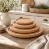 Plato de Madera Natural Redondo para Servir – Colección Raíces