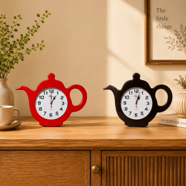 Reloj de Pared con Diseño de Tetera para Cocina y Cafetería